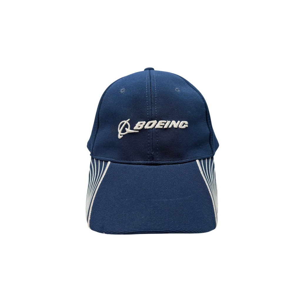Boeing Baseball Cap Mens Navy Blue Striped Brim Adjustable OSFM